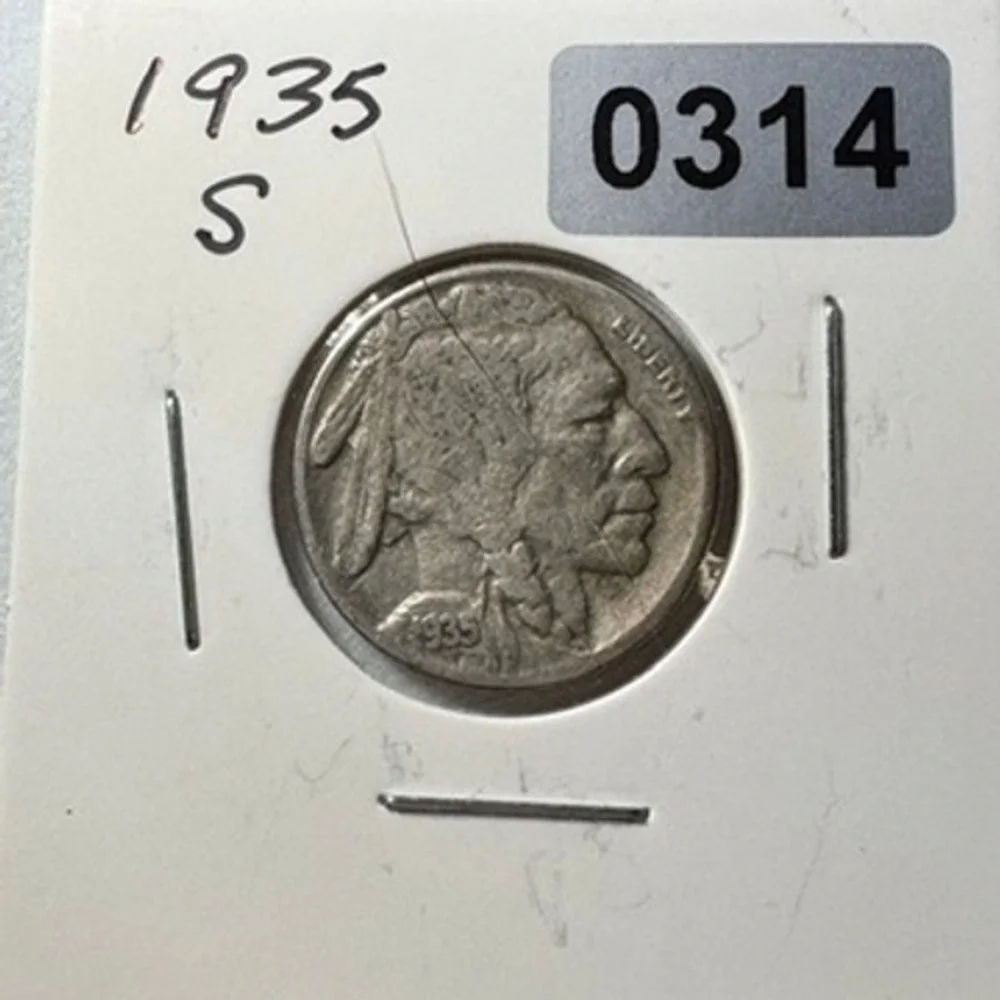 1935 S Buffalo Nickel Five Cents Coin Liberty Native American Indian Head
